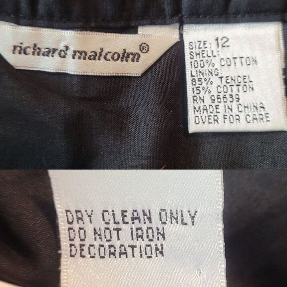 Vintage 90s Midi Skirt 12 Black Floral Embroidered Cotton A-line Full Boho - Picture 3 of 10